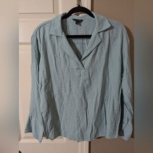 The Limited Medium V-neck Collared Women's Light Blue Blouse